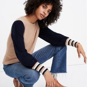 NWT Madewell Baybrook Color Block Varsity Sweater M
